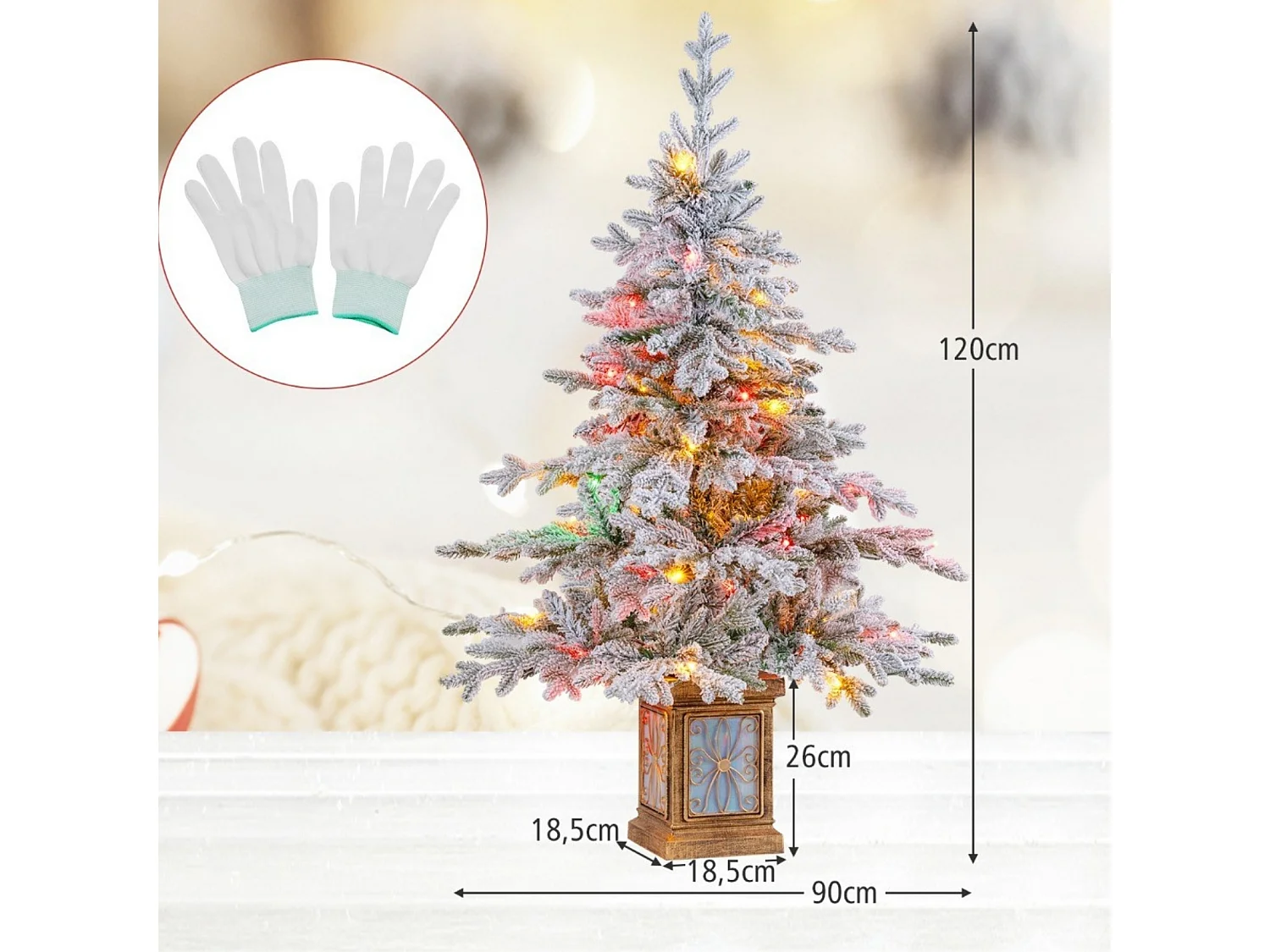 Albero di Natale artificiale in un vaso decorativo con illuminazione a LED, 120 cm