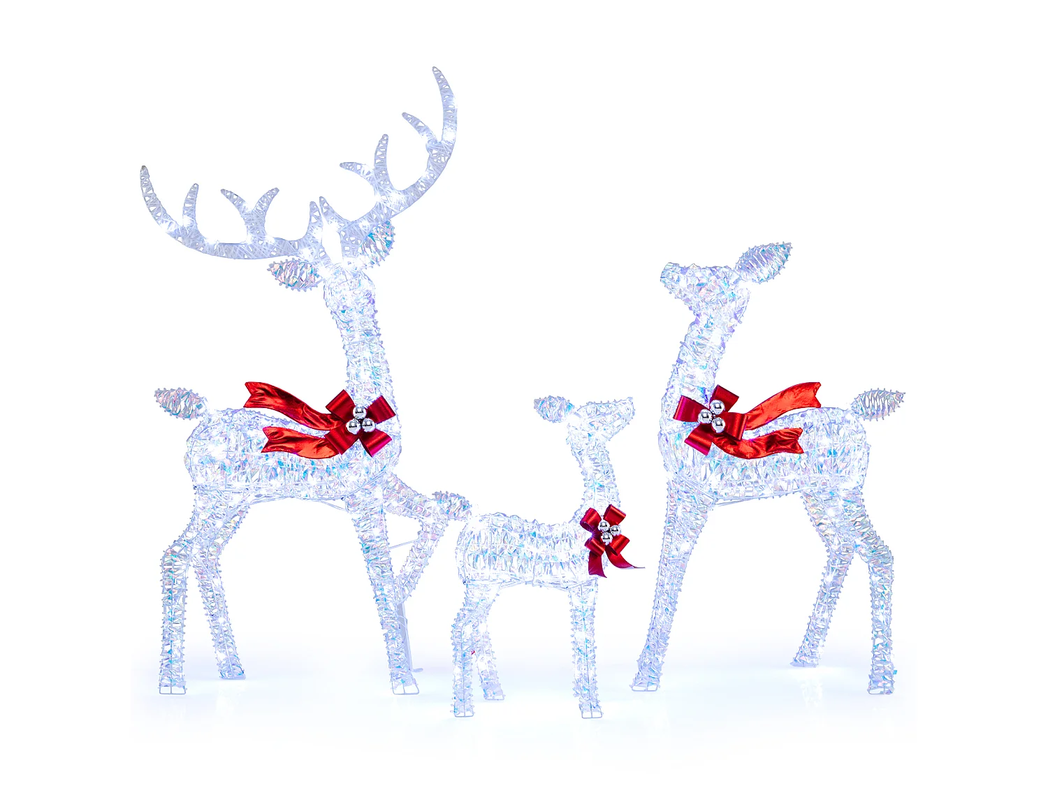 3-teiliges LED Rentier Familie Weihnachtsdeko mit 215 Lichtern Beleuchtetes Rentier