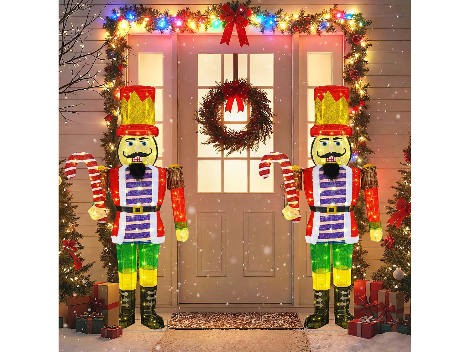 Beleuchtete Nussknacker-Figur, 170 cm, 110 LEDs – mehrfarbig