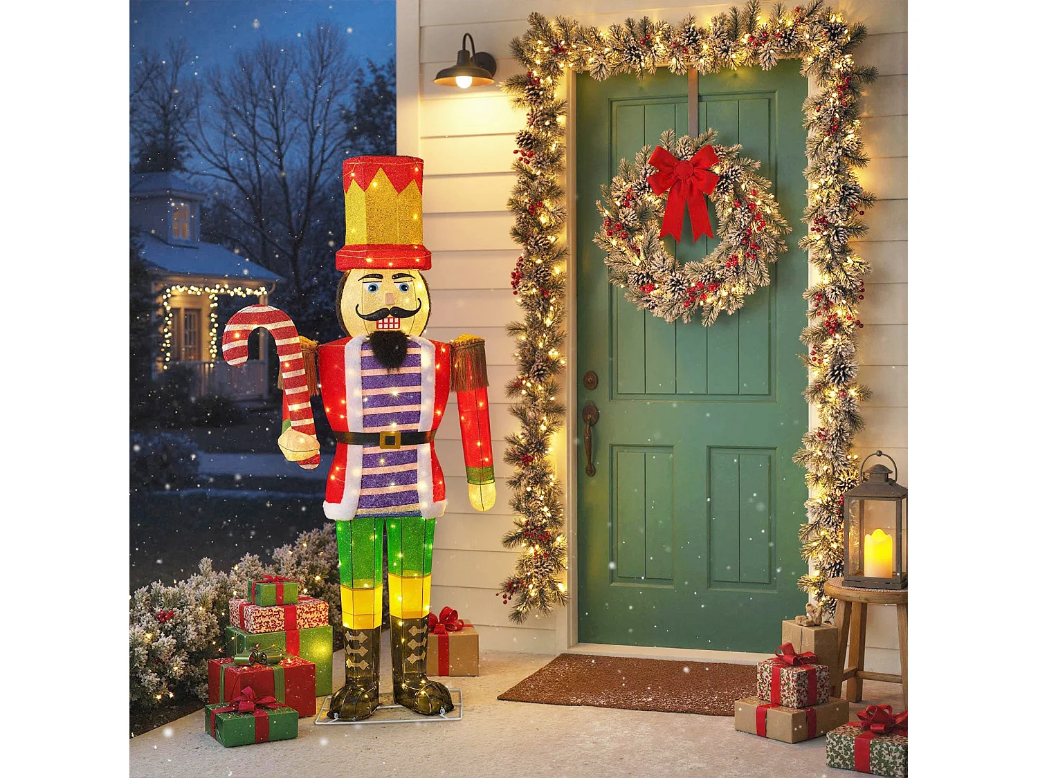 Beleuchtete Nussknacker-Figur, 170 cm, 110 LEDs – mehrfarbig