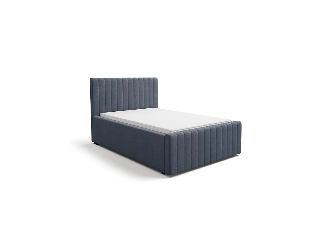 Lit coffre ELORIA 120x200 bleu ardoise avec sommier relevable