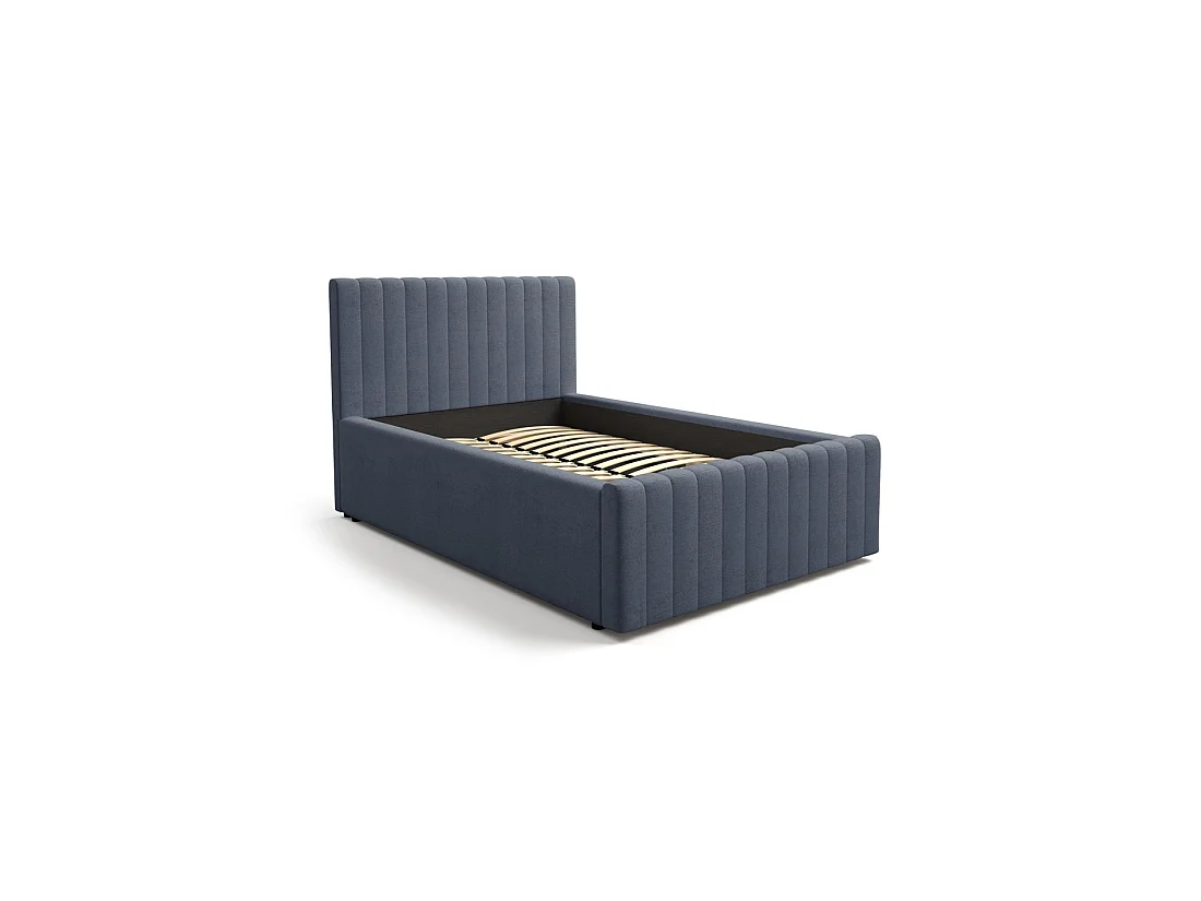 Lit coffre ELORIA 120x200 bleu ardoise avec sommier relevable
