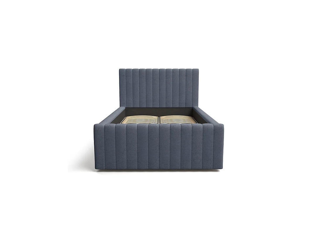 Lit coffre ELORIA 120x200 bleu ardoise avec sommier relevable