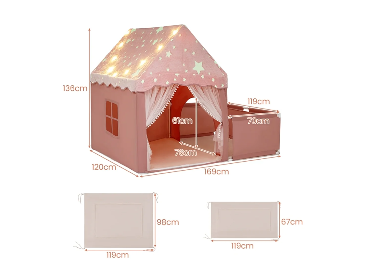 Tenda per bambini con box e tappetino Casetta per bambini con box
