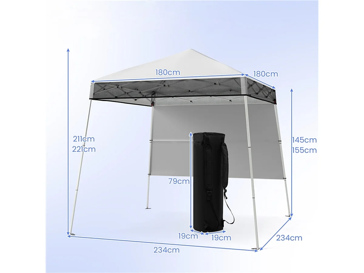 Hopfällbar paviljong – trädgårdstält med väska, vit, 180 × 180 cm