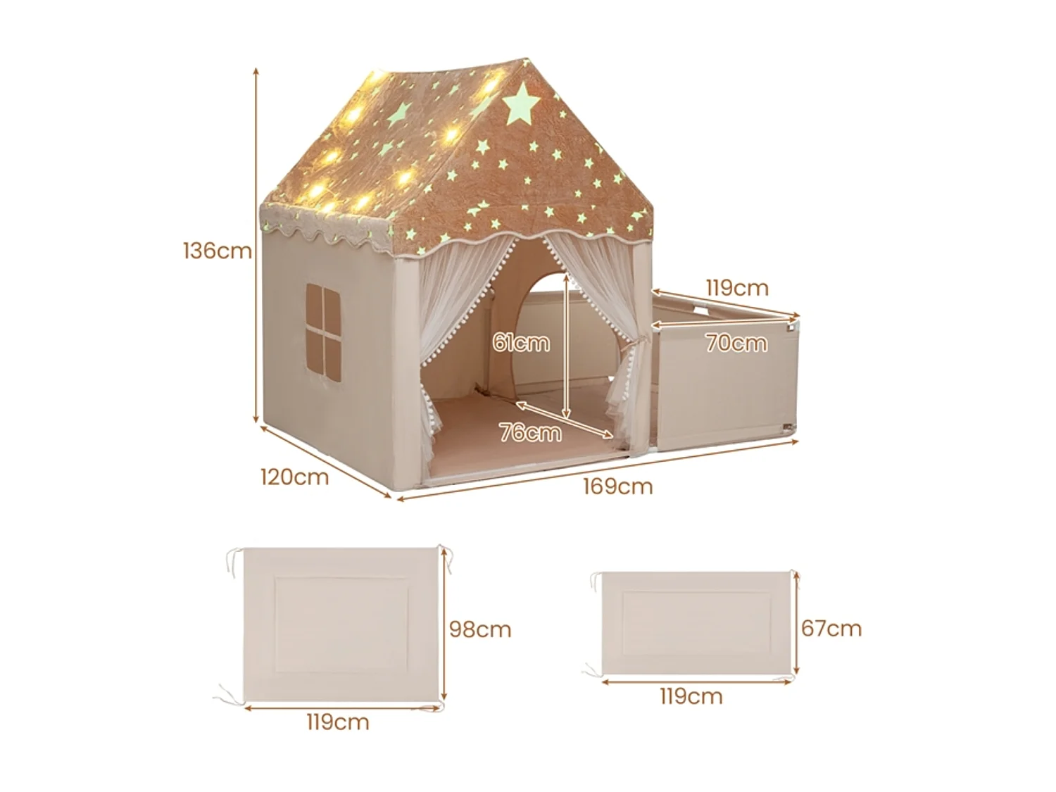 Tenda per bambini con box e tappetino Casetta per bambini con box