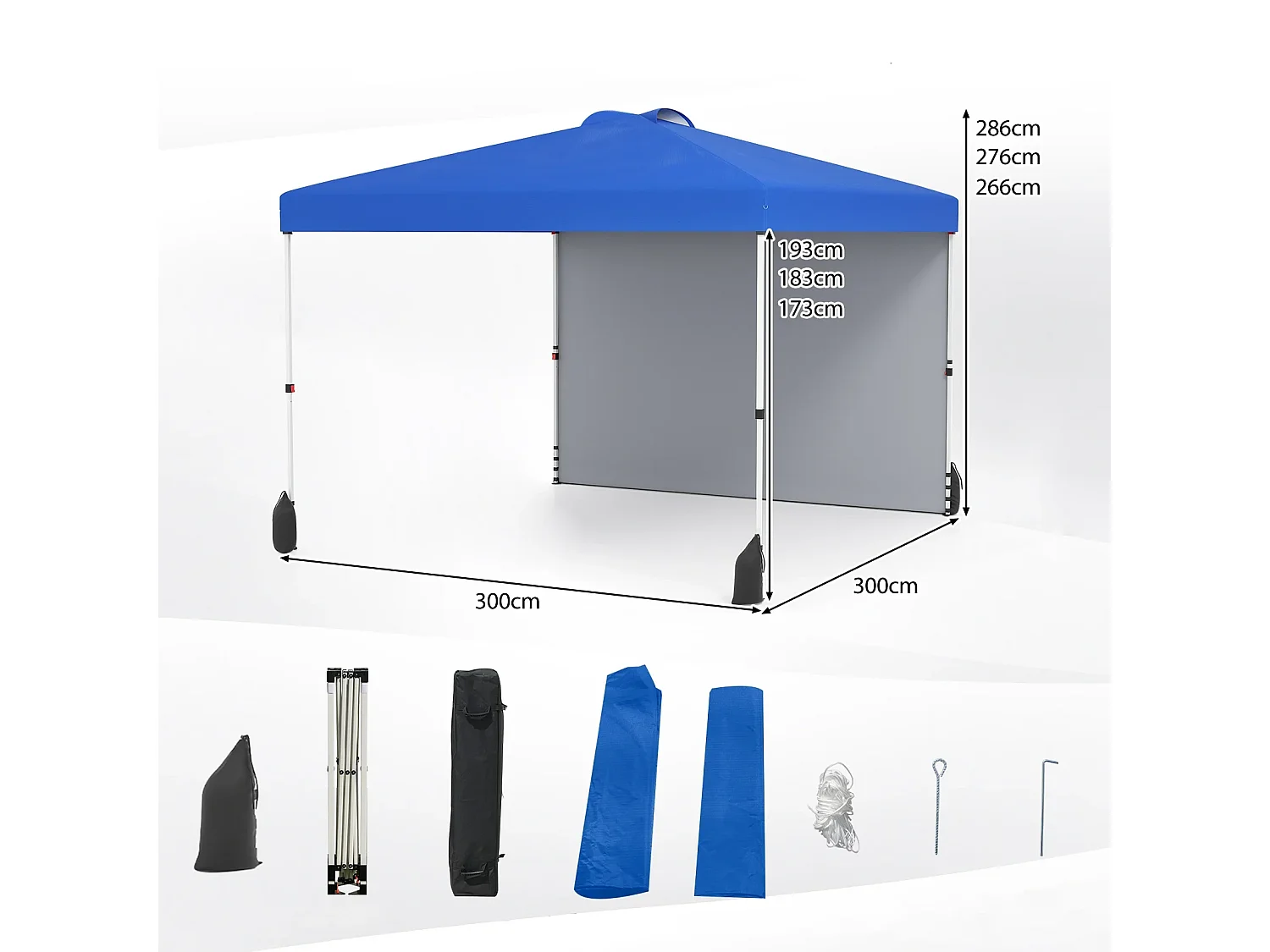 Tente de jardin / Pavillon de réception bleu 3 x 3 m