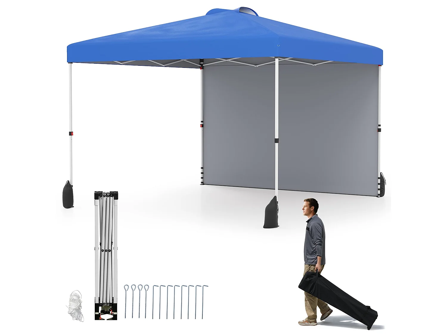 Tente de jardin / Pavillon de réception bleu 3 x 3 m