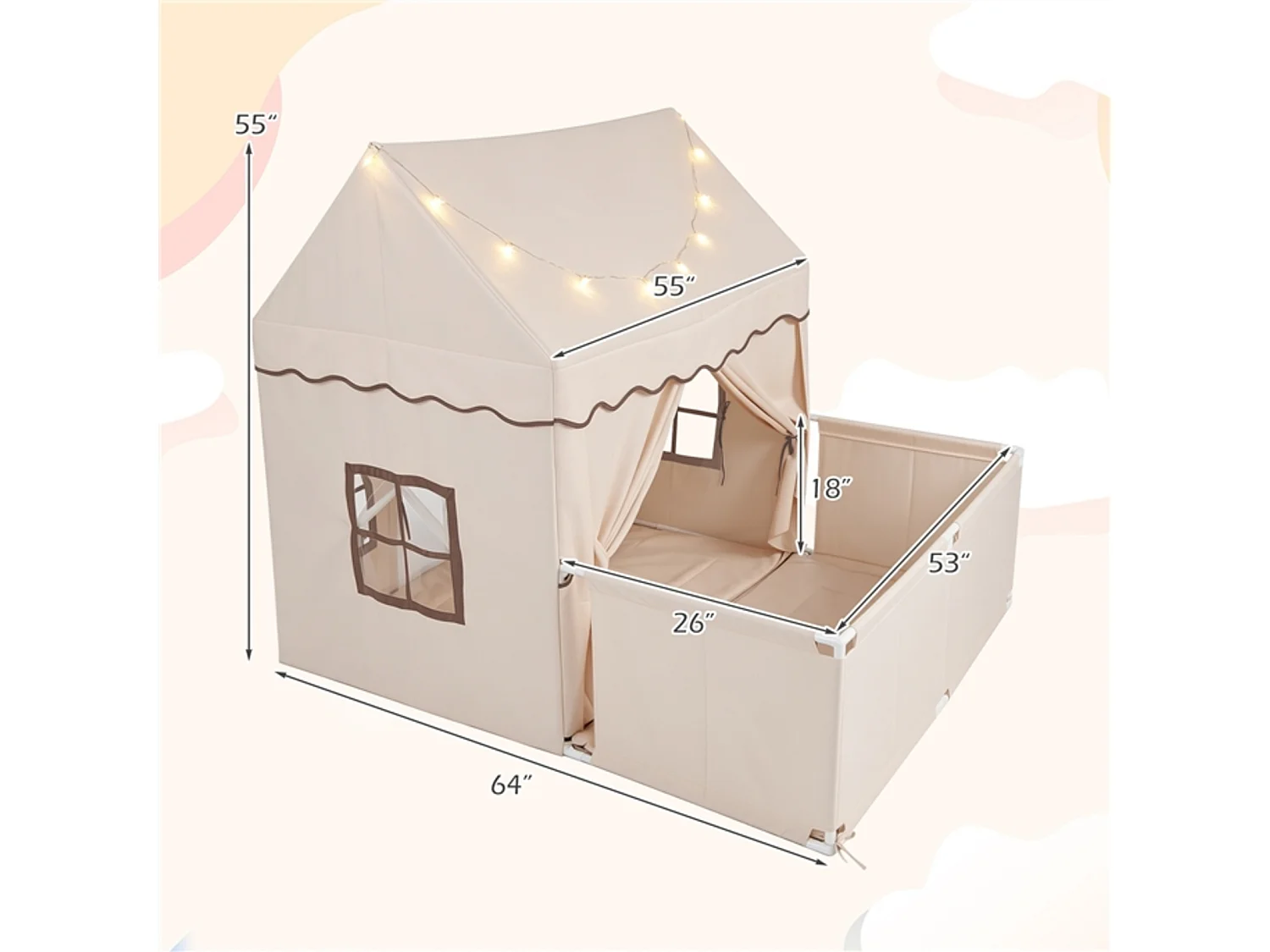 Kinderzelt in Form eines Spielhauses – Kinderhaus mit Terrasse
