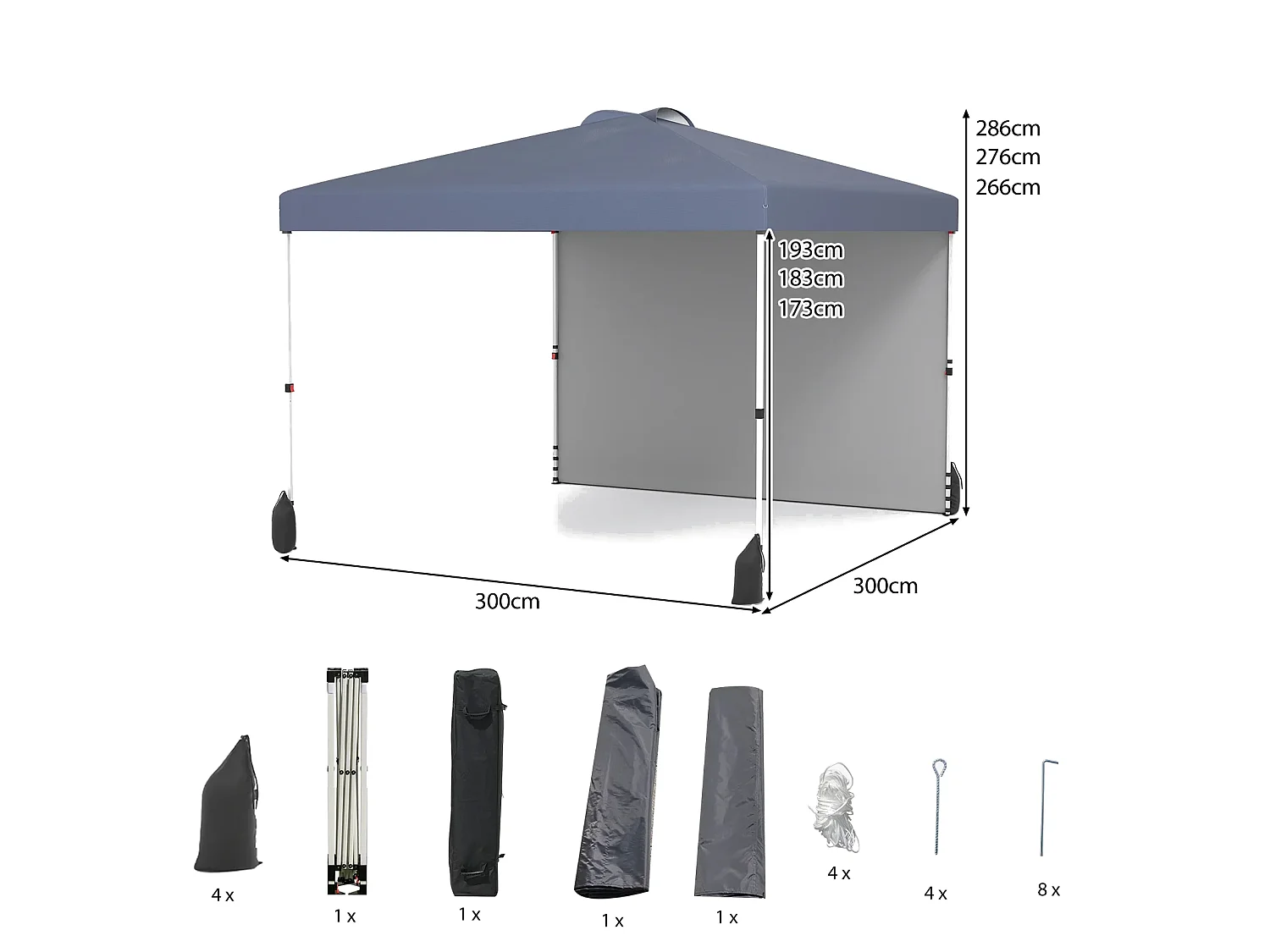 Padiglione da giardino - Tenda per eventi con parete da 3x3 m
