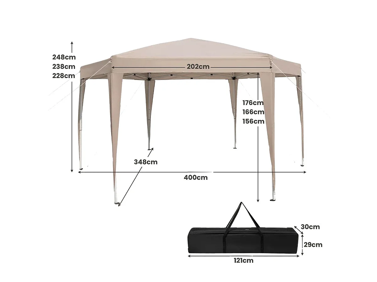 Tenda da giardino pieghevole con regolazione dell'altezza - Gazebo da giardino