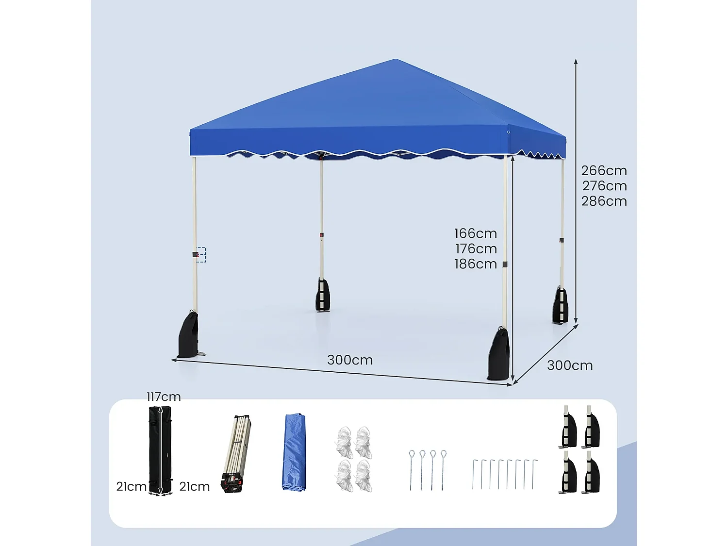 Tenda da giardino - Gazebo per eventi blu 3 x 3 m