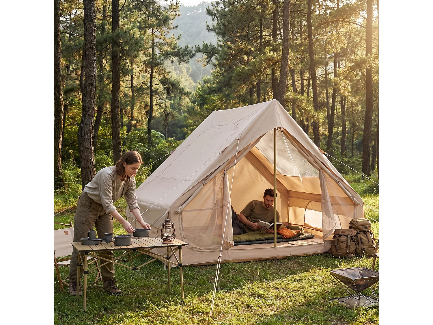Tenda da campeggio gonfiabile per 4 persone
