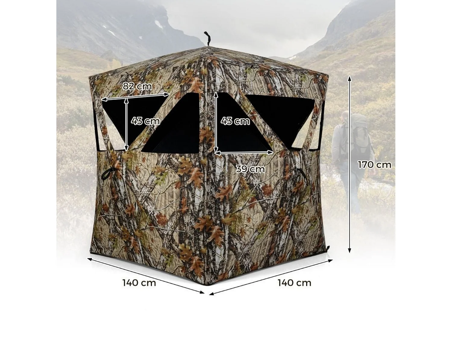 Tenda mimetica automonterante 140 x 140 x 170 cm