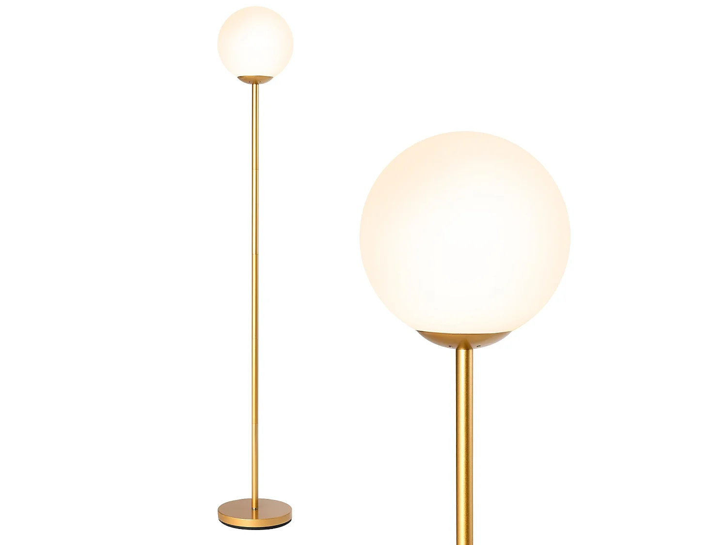 Stehlampe mit kugelförmigem Glasschirm, 165 cm