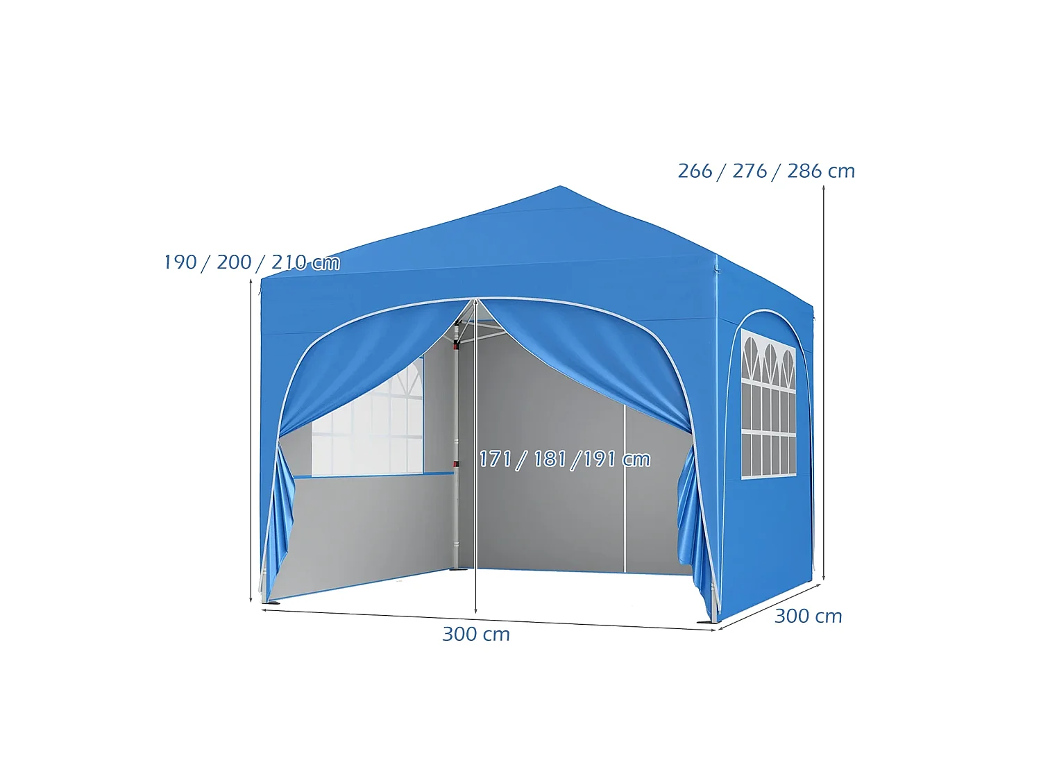 Gazebo da giardino Tenda da giardino Gazebo per eventi 300 x 300 x 286 cm