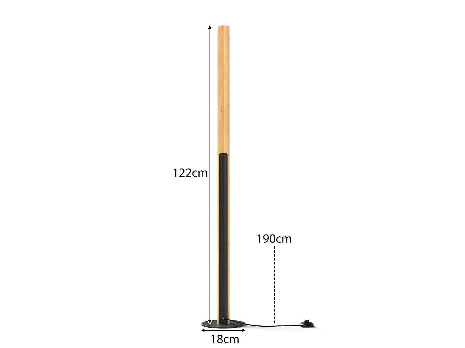 Lampadaire LED avec interrupteur au pied, 122 cm