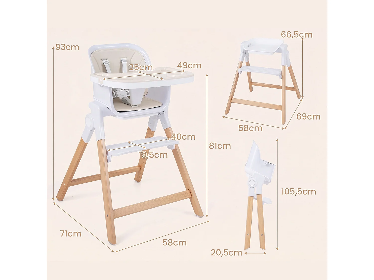 Chaise haute réglable pour enfant Chaise haute