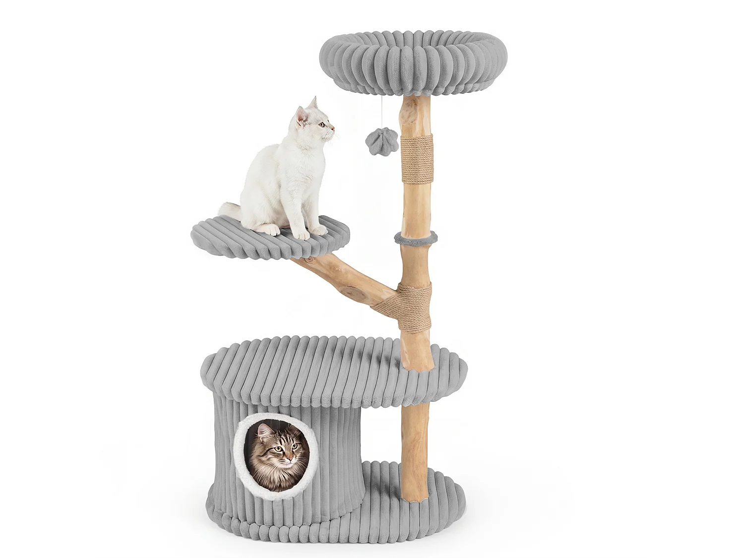 Kattklösbräda med hus och plattformar Kattstuga