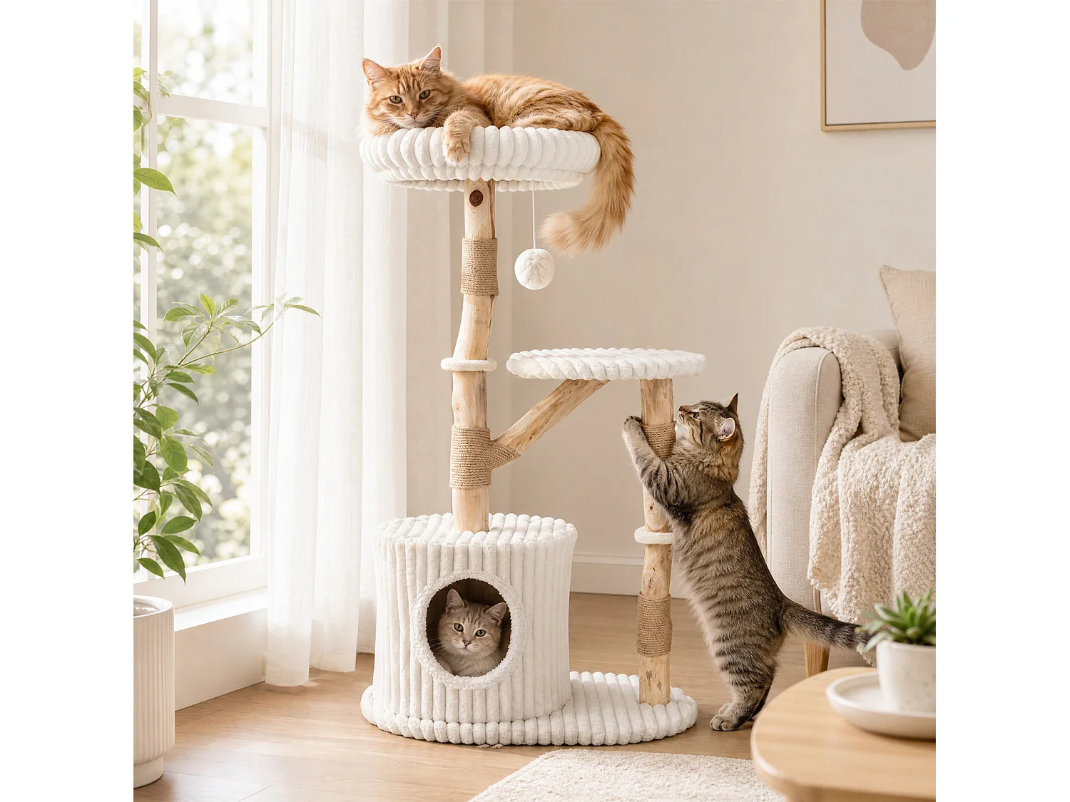 Kattklösbräda med hus och vadderade plattformar