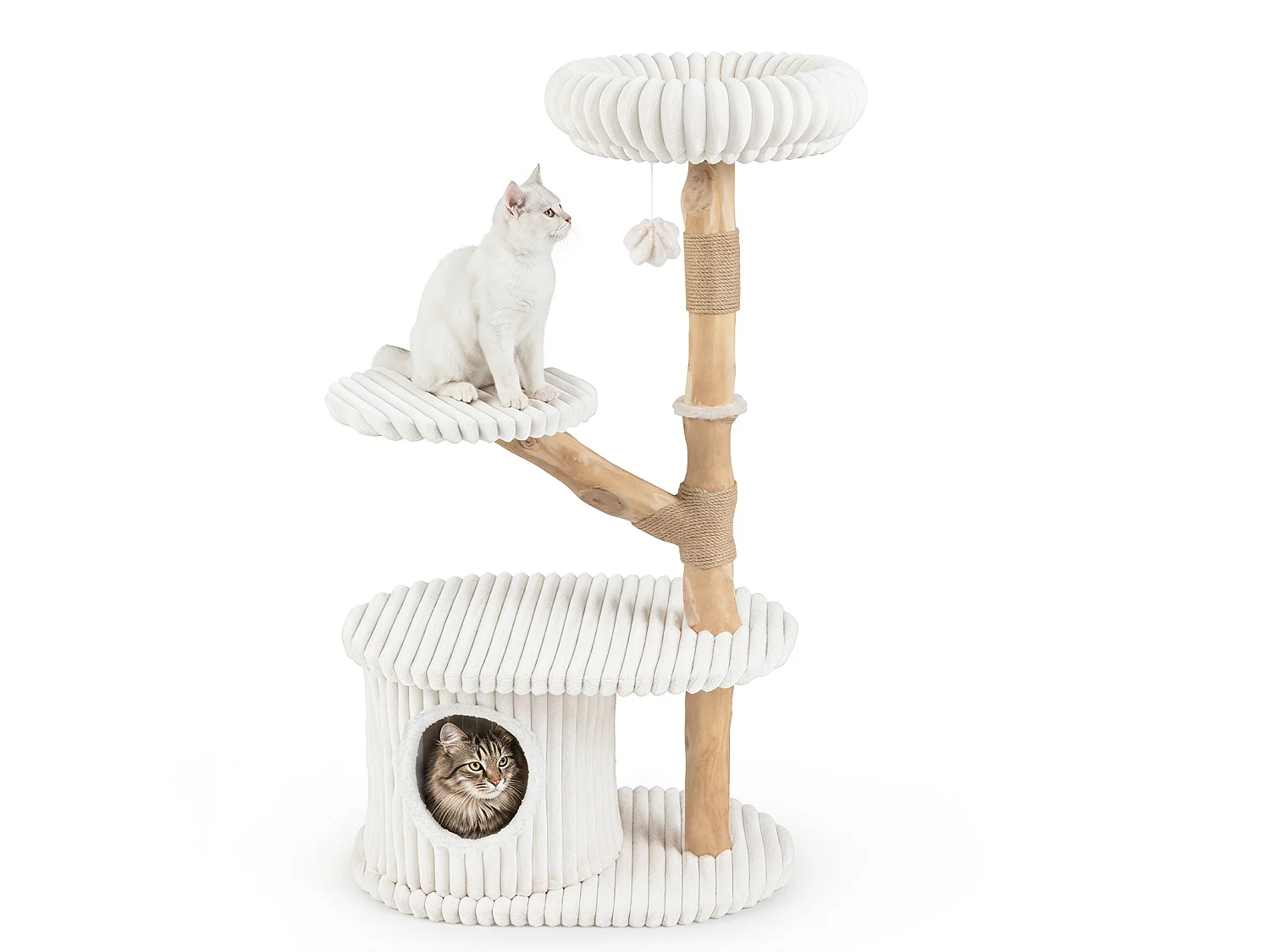 Kattklösare med hus och plattformar – Kattstuga