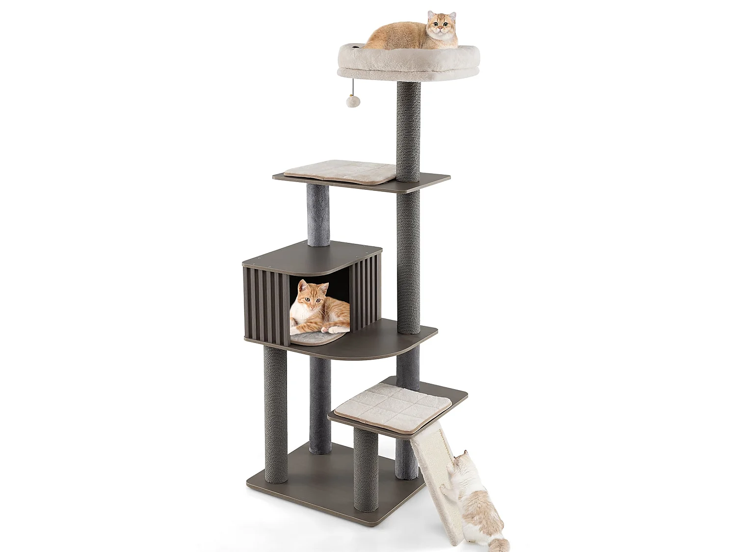 Mehrstufiger Kratzbaum für Katzen, Schlafplatz 171 cm