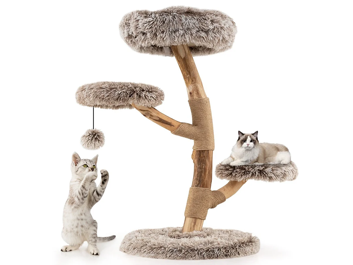 Holzkratzbaum 90 cm Katzenhaus Schlafplatz Kratzbaum für Katzen