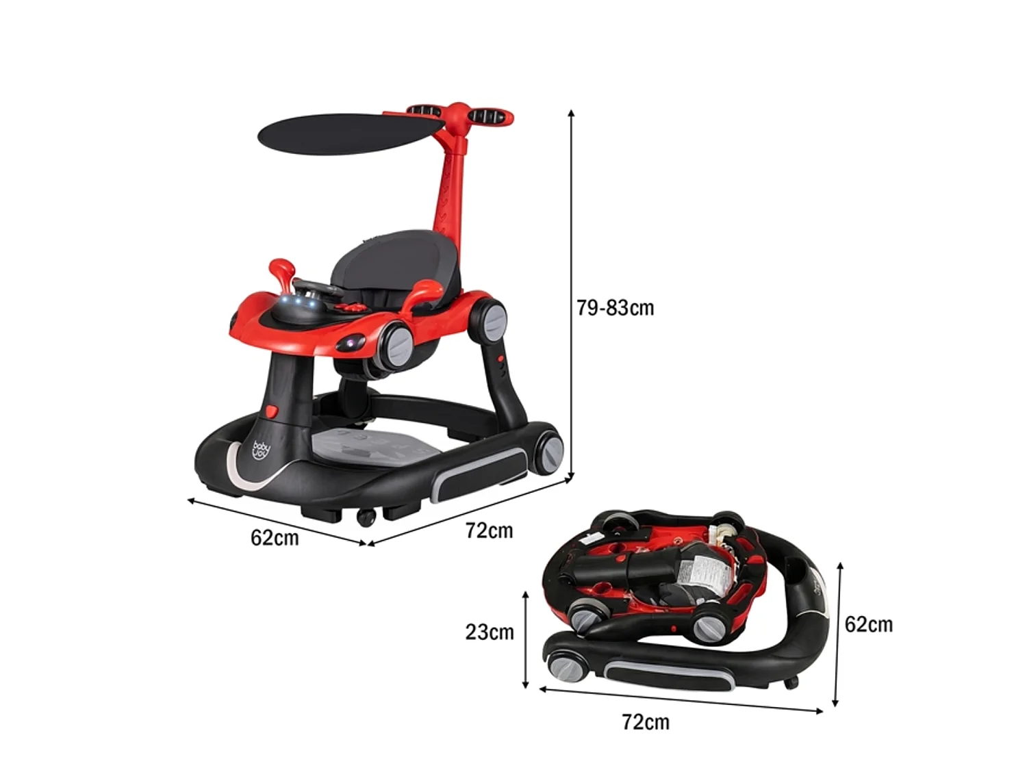 Multifunktionaler Kinderlauflernwagen mit Höhenverstellung