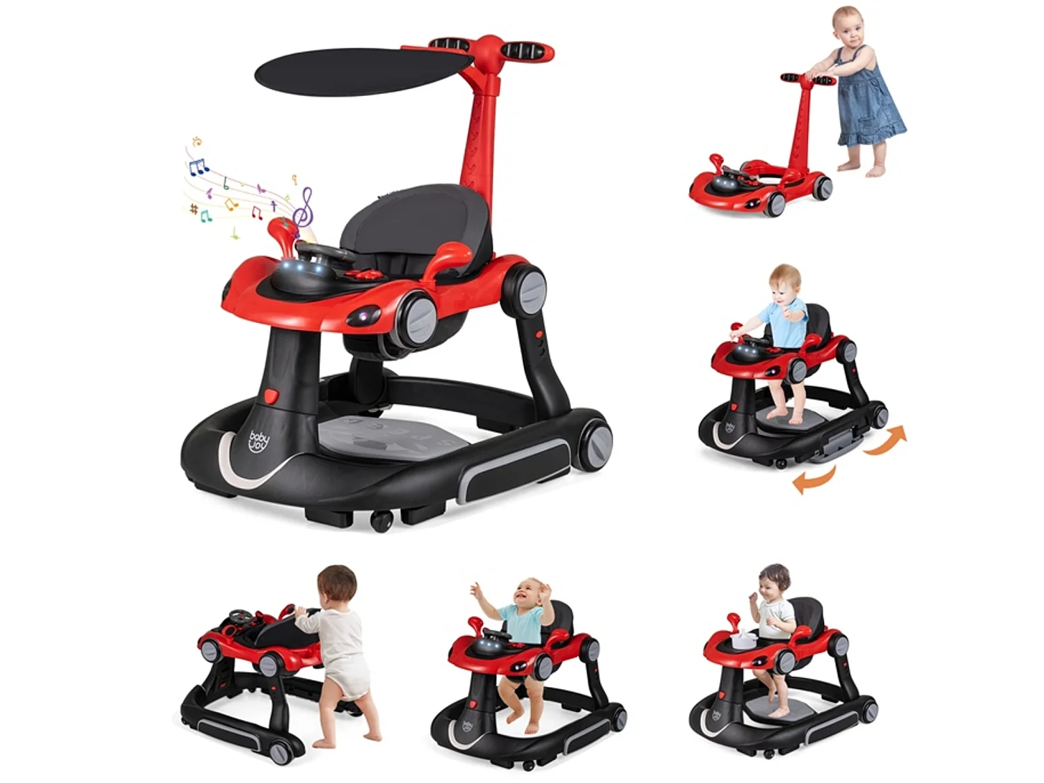 Multifunktionaler Kinderlauflernwagen mit Höhenverstellung