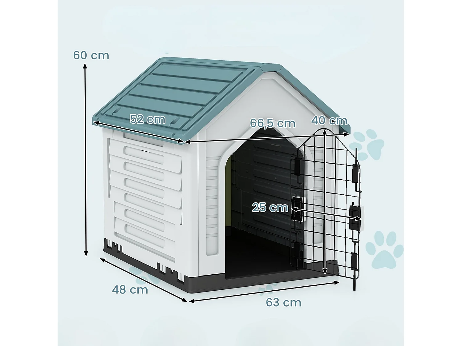 Kunststoff-Hundehütte mit schrägem Dach