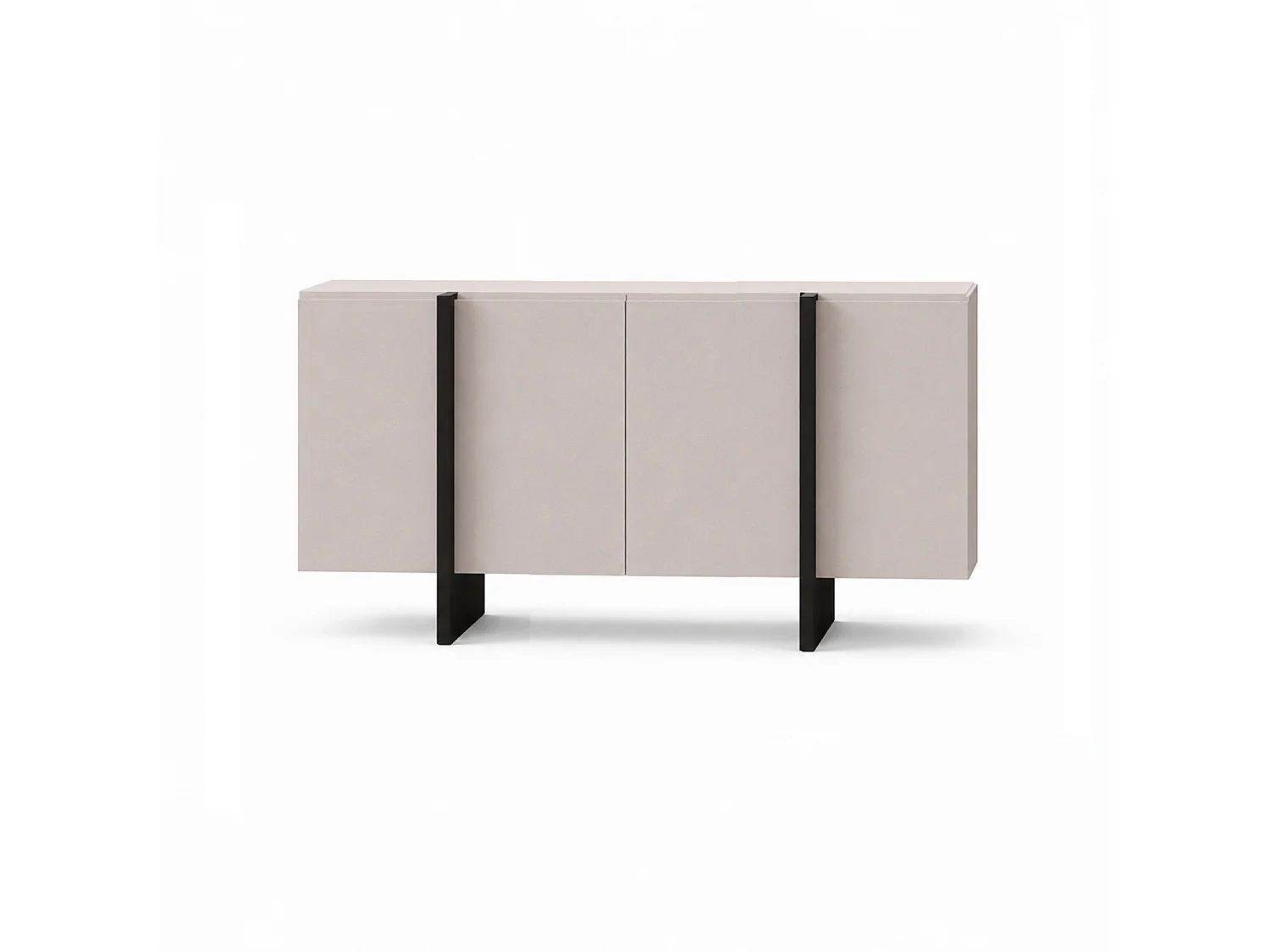 Impact Furniture Kiznie Modern Cashmere Beige Sideboard 140cm – 4 Doors & 1 Drawer Storage Cabinet with 16cm Legs