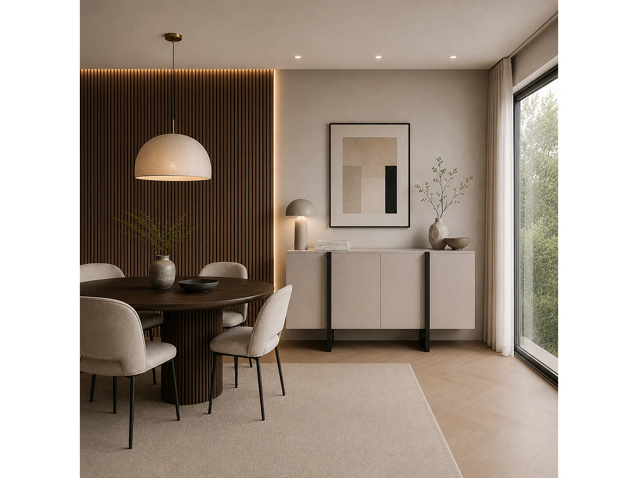 Impact Furniture Kiznie Modern Cashmere Beige Sideboard 140cm – 4 Doors & 1 Drawer Storage Cabinet with 16cm Legs