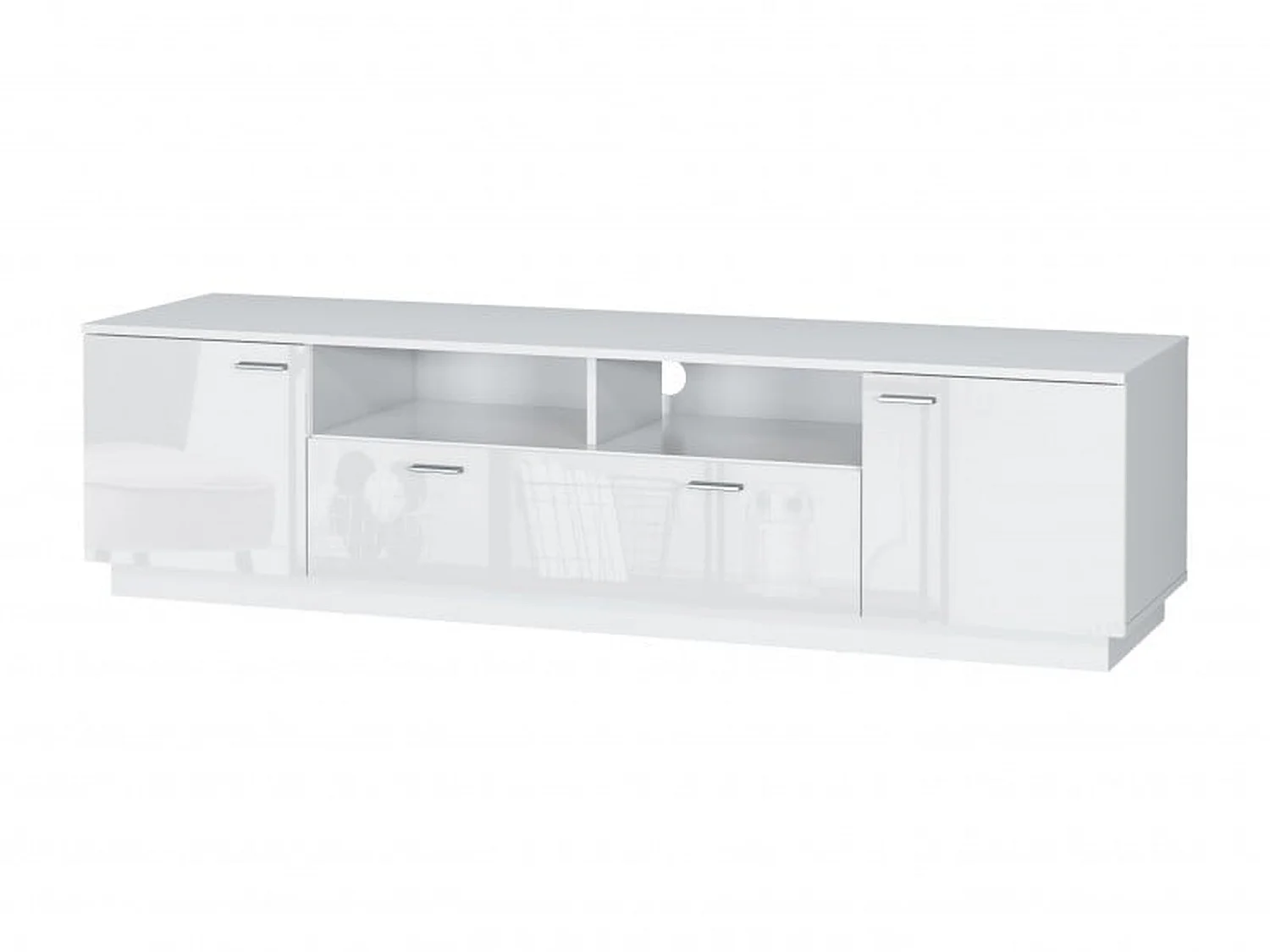 Sol 167cm White High Gloss TV Unit with Drawer, 2 Doors and Open Shelves for up to 65-inch TVs