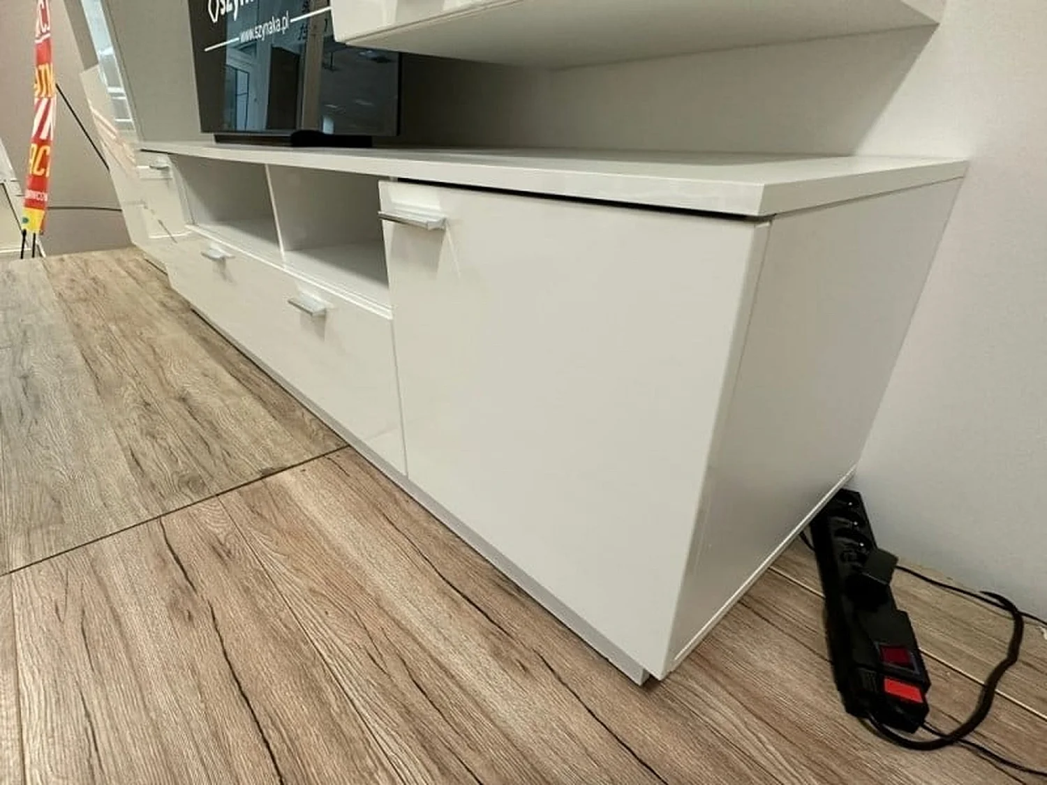 Sol 167cm White High Gloss TV Unit with Drawer, 2 Doors and Open Shelves for up to 65-inch TVs