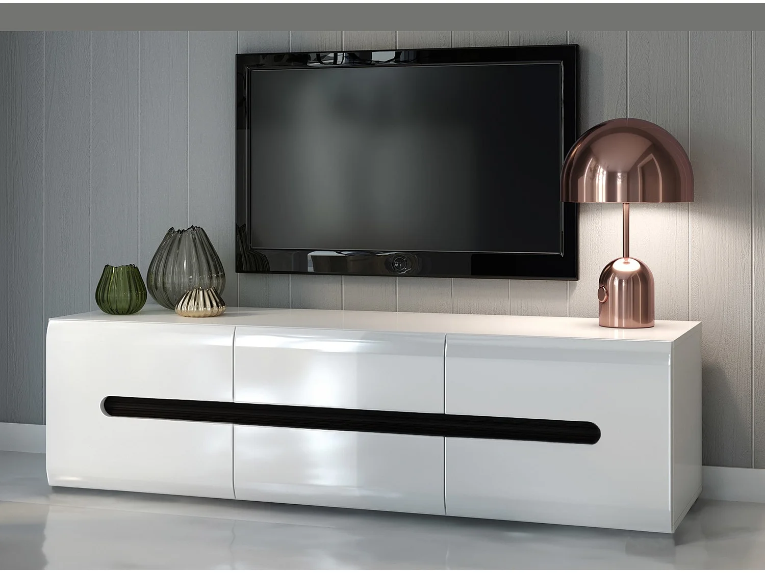 Azteca 150cm White Gloss TV Stand with Soft-Close Drawers and Doors, Fits up to 60in TV