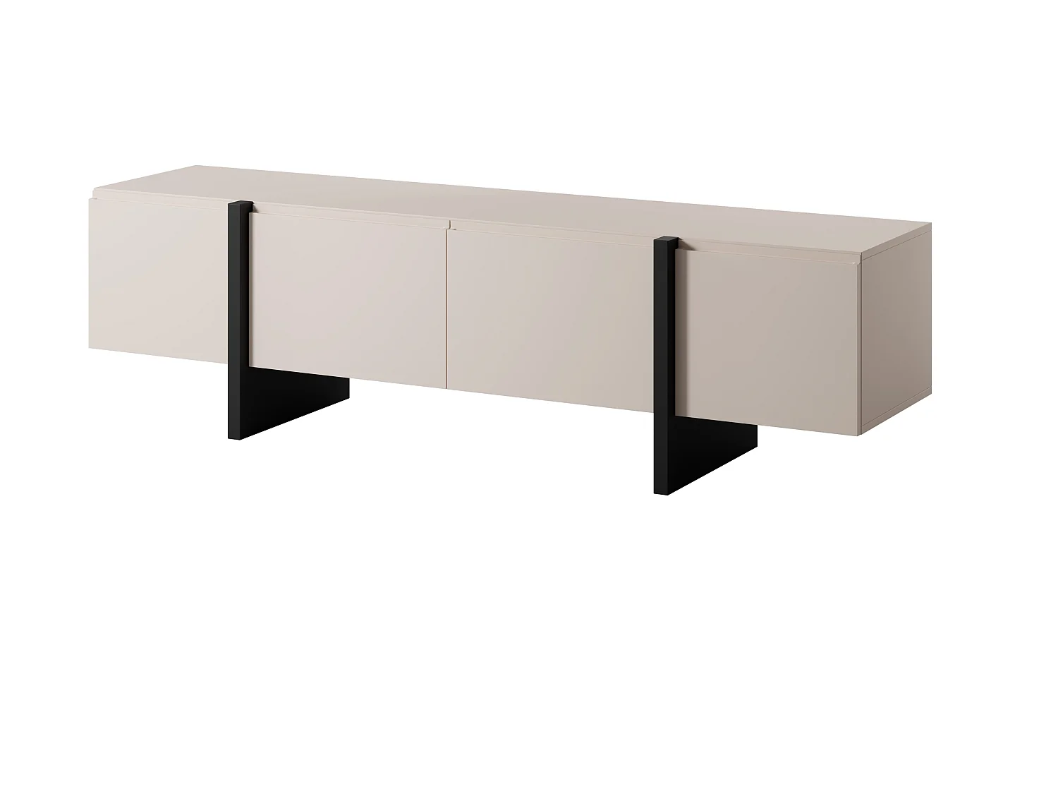 Lowboard Cashmere Beige Black TV Cabinet Entertainment Unit 160cm Stand Handleless Modern Kiznie