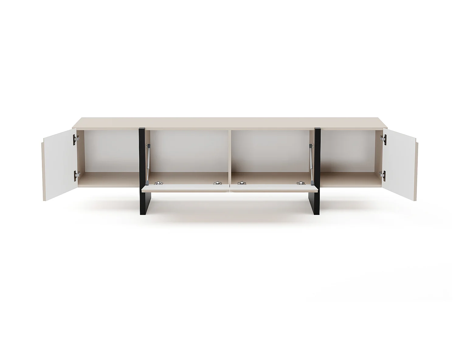 Lowboard Cashmere Beige Black TV Cabinet Entertainment Unit 160cm Stand Handleless Modern Kiznie