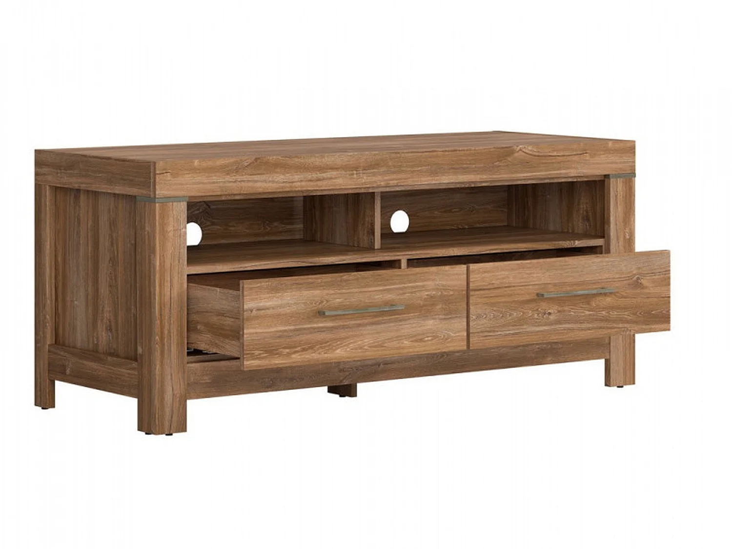 Small TV Unit with Drawer Modern Media Cabinet 139cm Short TV Entertainment Stand LED Medium Oak - Gent
