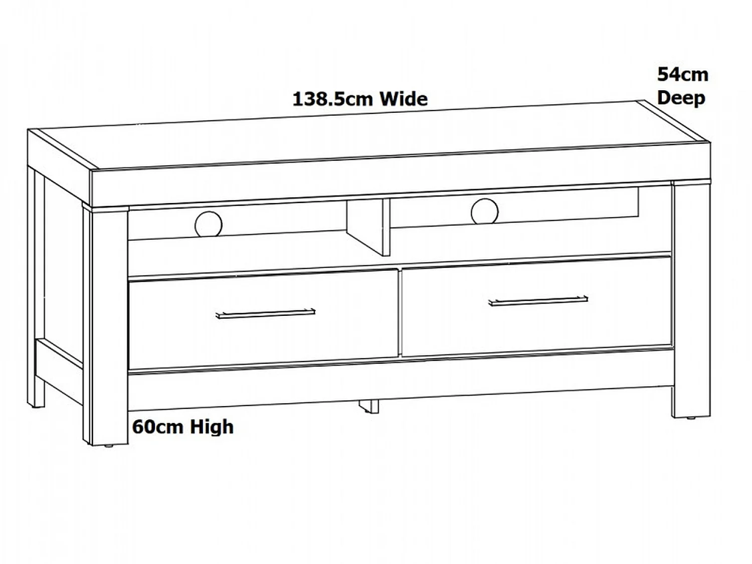 Small TV Unit with Drawer Modern Media Cabinet 139cm Short TV Entertainment Stand LED Medium Oak - Gent