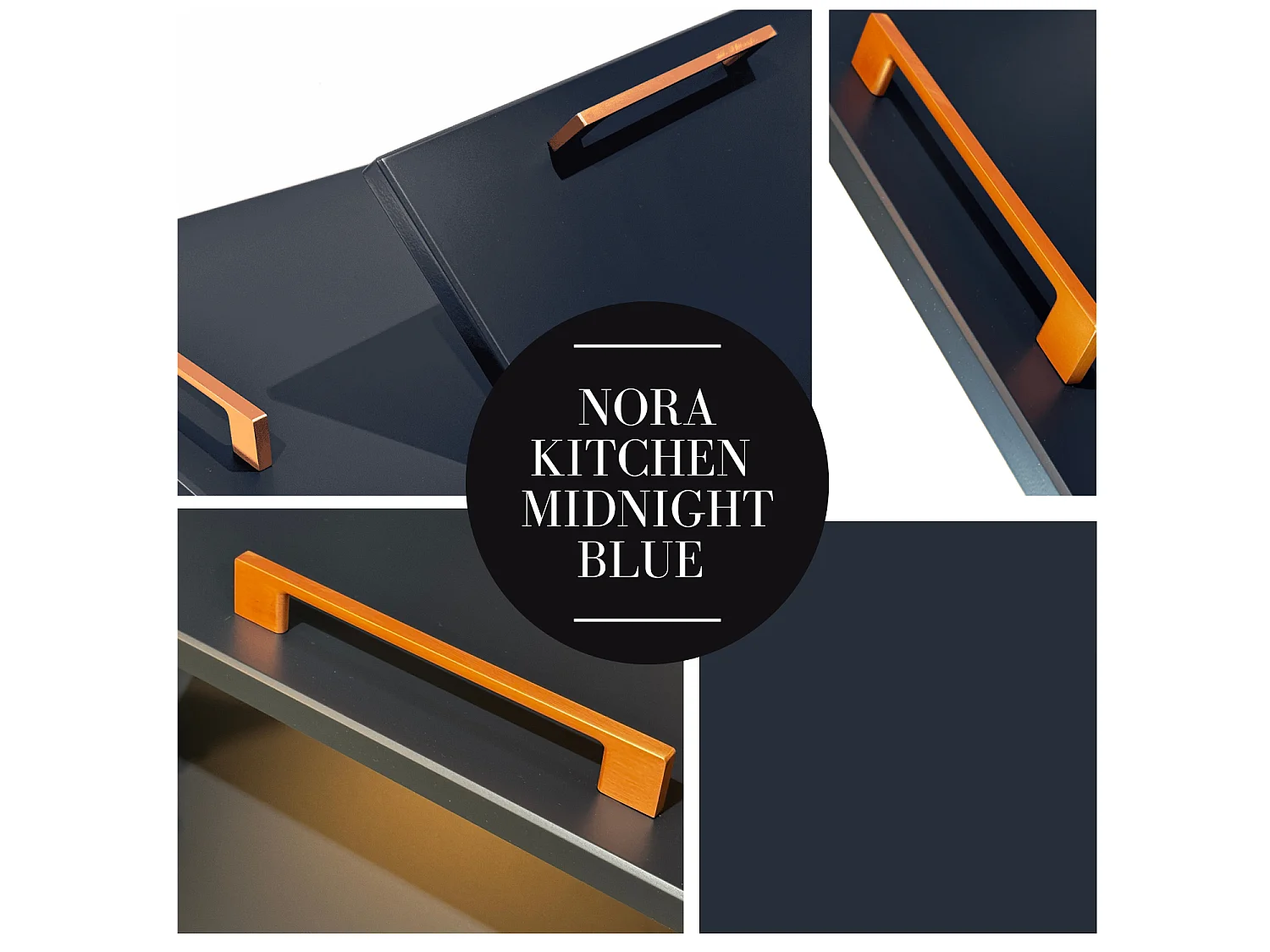 Kitchen Corner Cabinet Wall Unit 600mm Complete Cupboard Dark Navy Blue L Shaped Nora