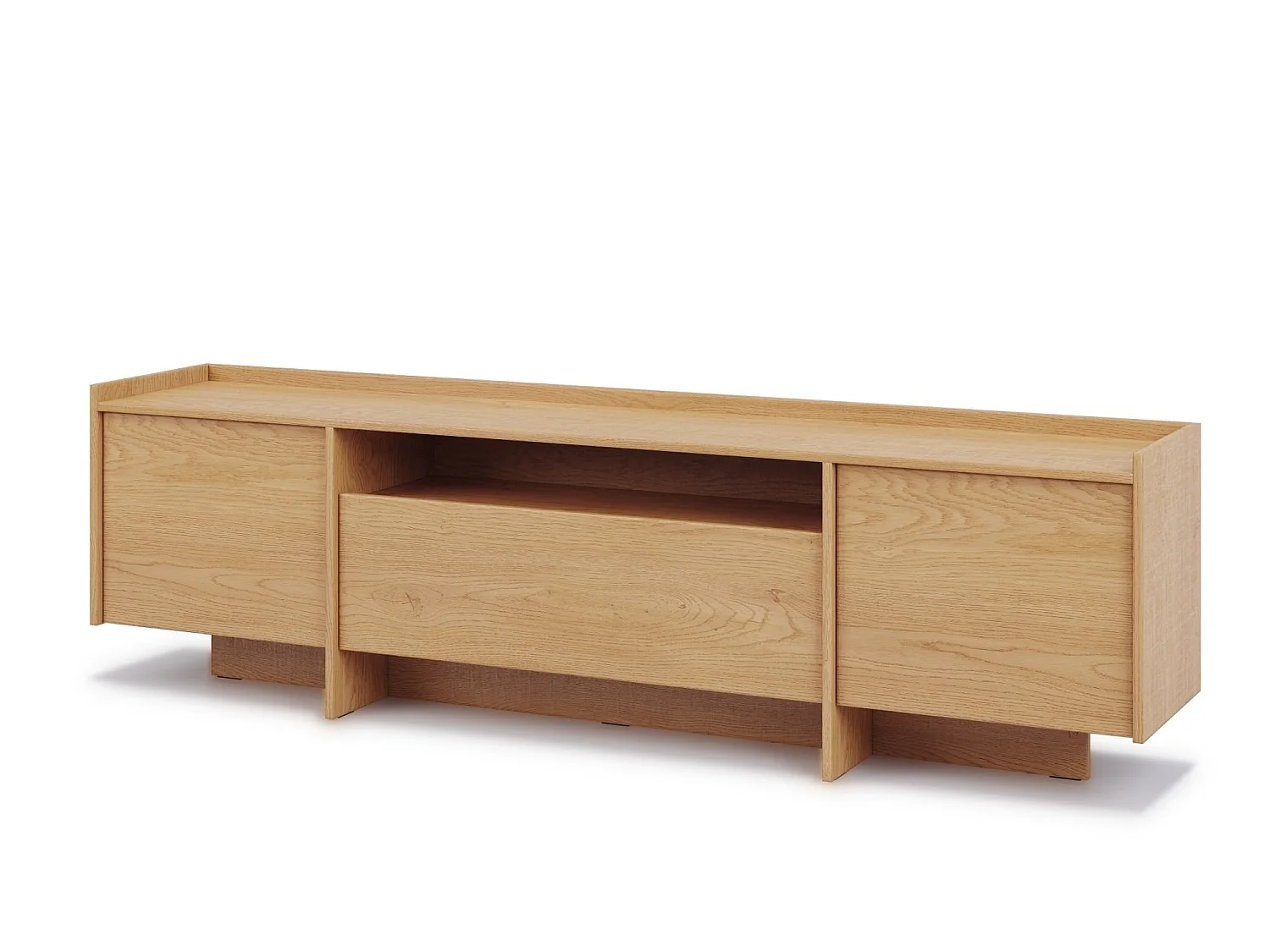Japandi TV Unit 197cm Cremona White Washed Oak 3-Door Lowboard for up to 80-inch TV