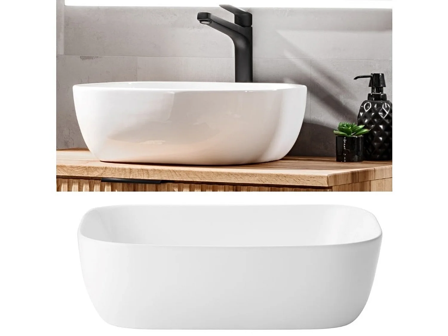 Bathroom Countertop Basin Oval Sit On Sink White Ceramic 455mm 45.5cm Modern Hapi