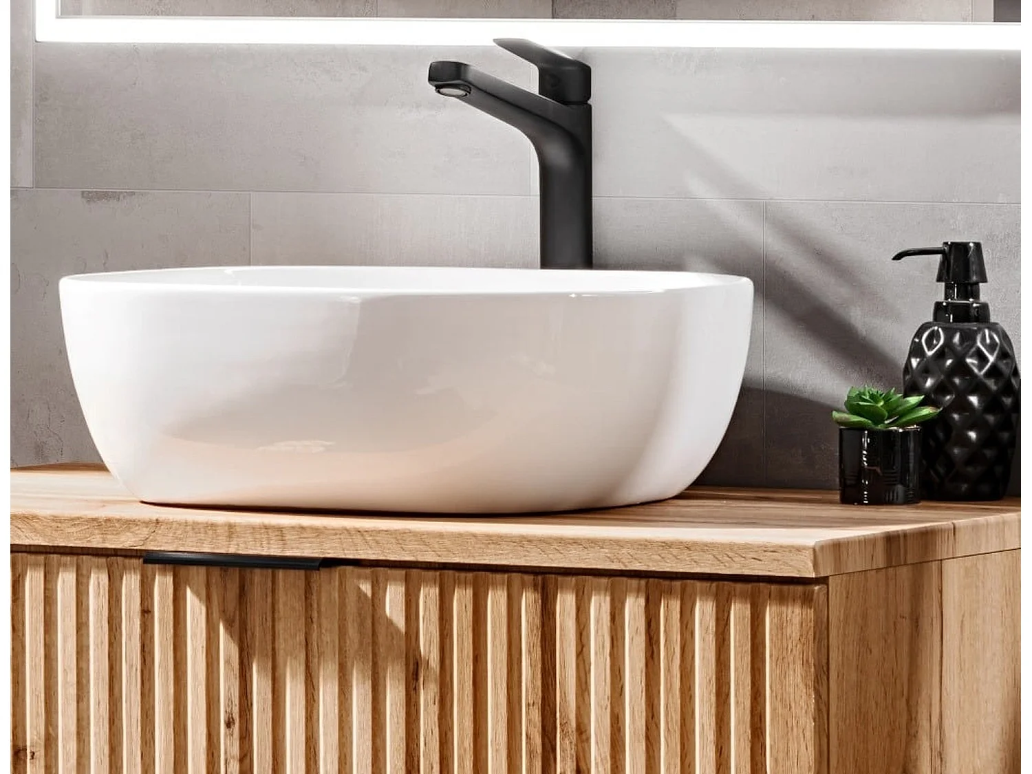 Bathroom Countertop Basin Oval Sit On Sink White Ceramic 455mm 45.5cm Modern Hapi