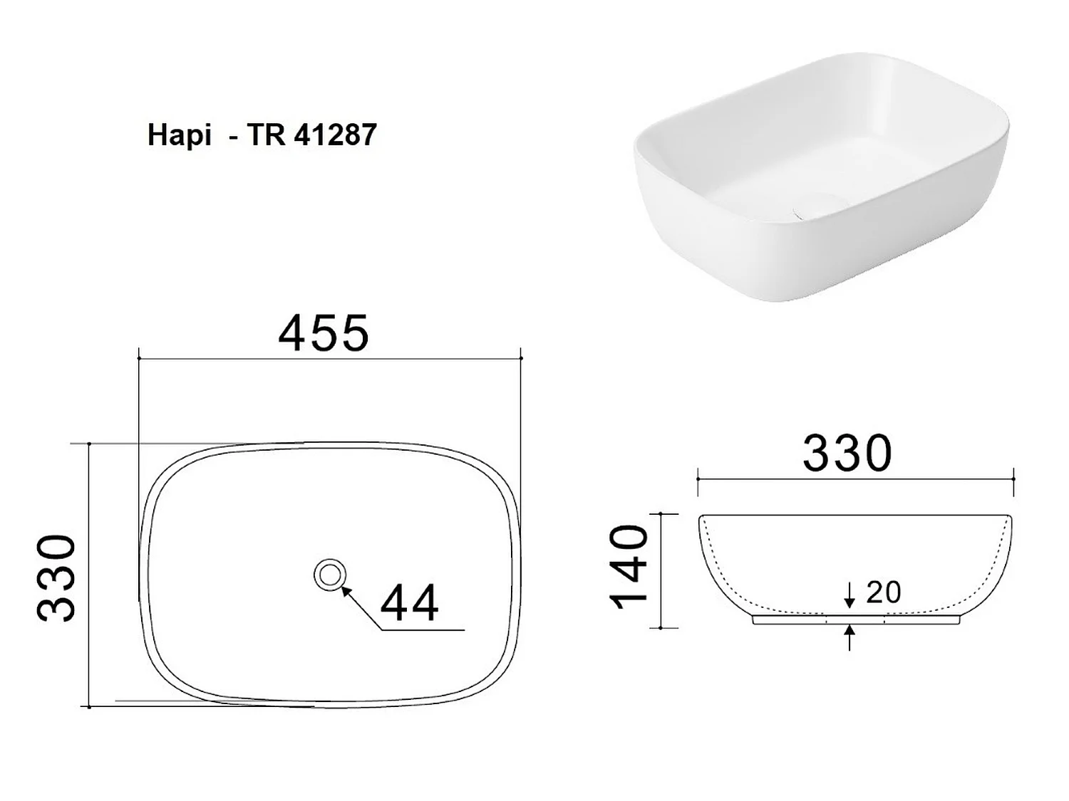 Bathroom Countertop Basin Oval Sit On Sink White Ceramic 455mm 45.5cm Modern Hapi