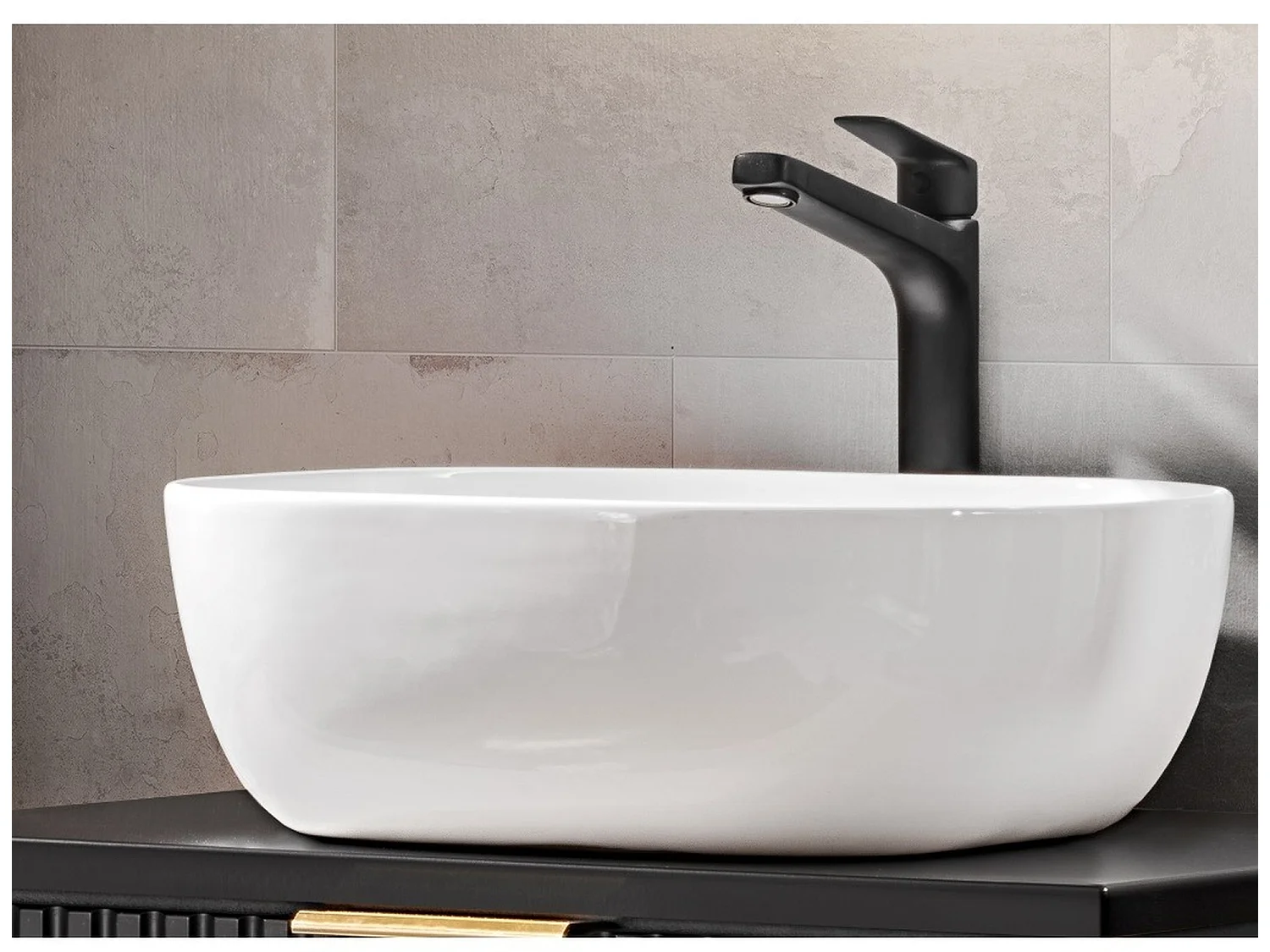 Bathroom Countertop Basin Oval Sit On Sink White Ceramic 455mm 45.5cm Modern Hapi