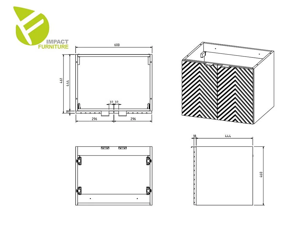 Beige Vanity Unit with Worktop 600mm White Countertop Wall Hung Bathroom Cabinet Fluted Cashmere Cara