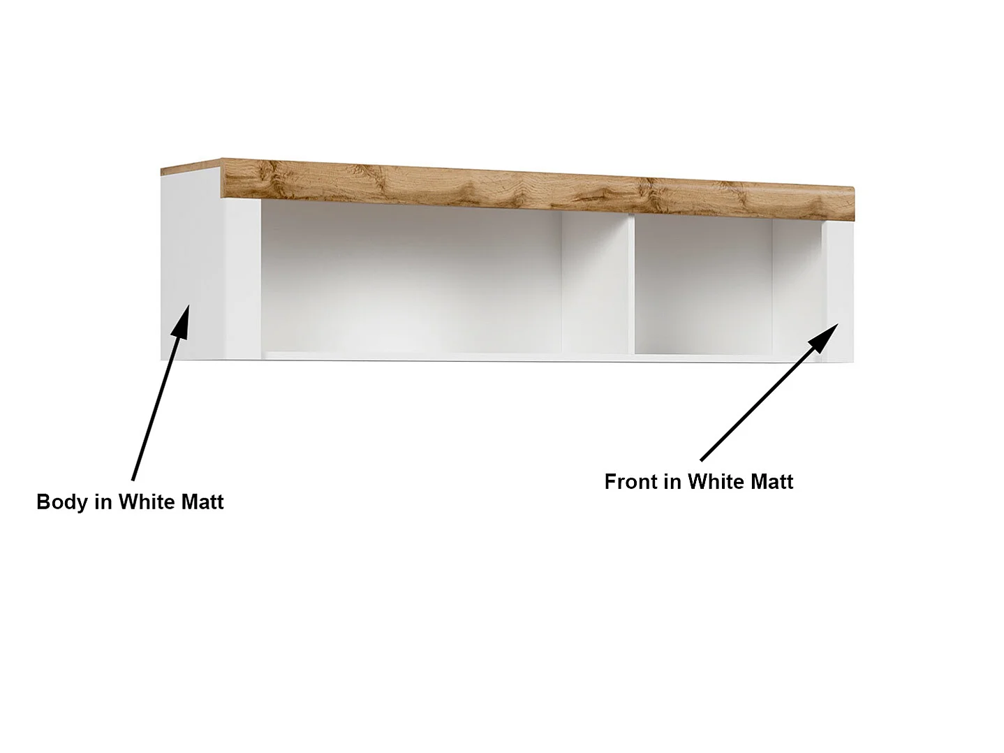Wall Shelf Cabinet Display Storage Open Panel Unit White Gloss Oak Effect Holten