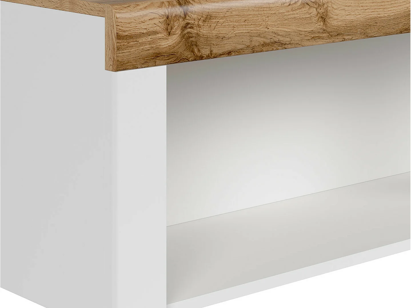 Wall Shelf Cabinet Display Storage Open Panel Unit White Gloss Oak Effect Holten