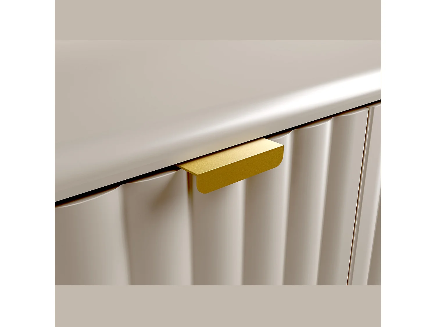 Fluted Vanity Unit 600mm Countertop Bathroom Cabinet with Worktop Beige Cashmere Oren