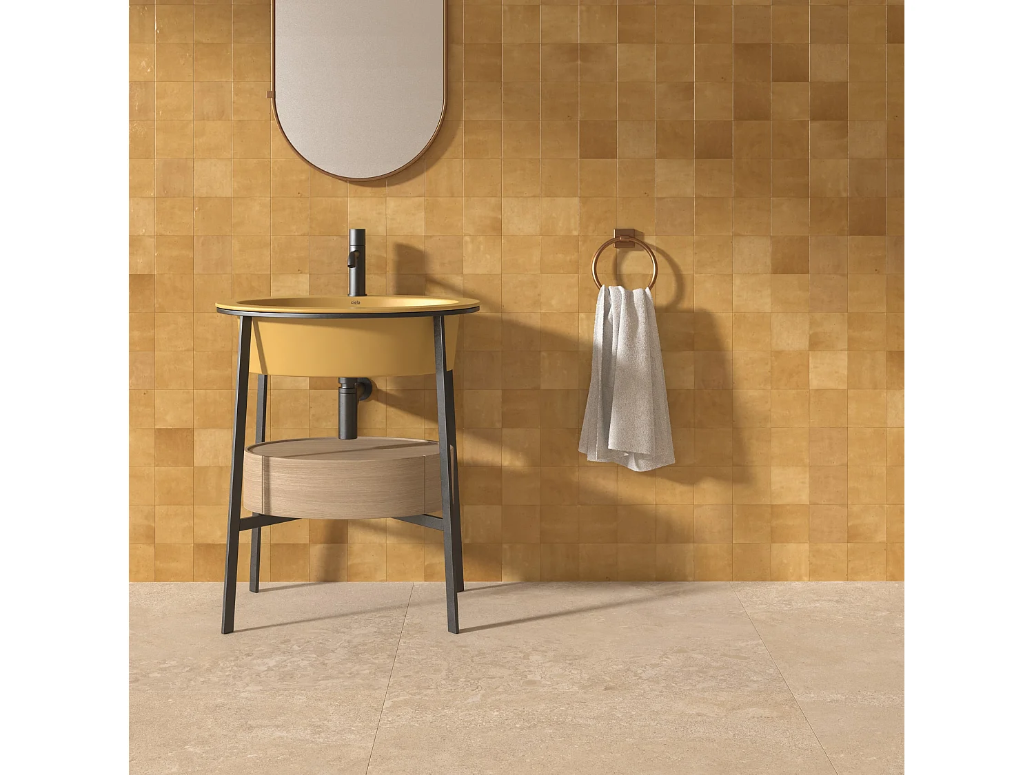 Carrelage effet Zellige Jaune Ocre 10,7x10,7x0,85 cm Samorel - Mur intérieur (vendu par carton de 0,5 m²) - RO'MA CARRELAGE